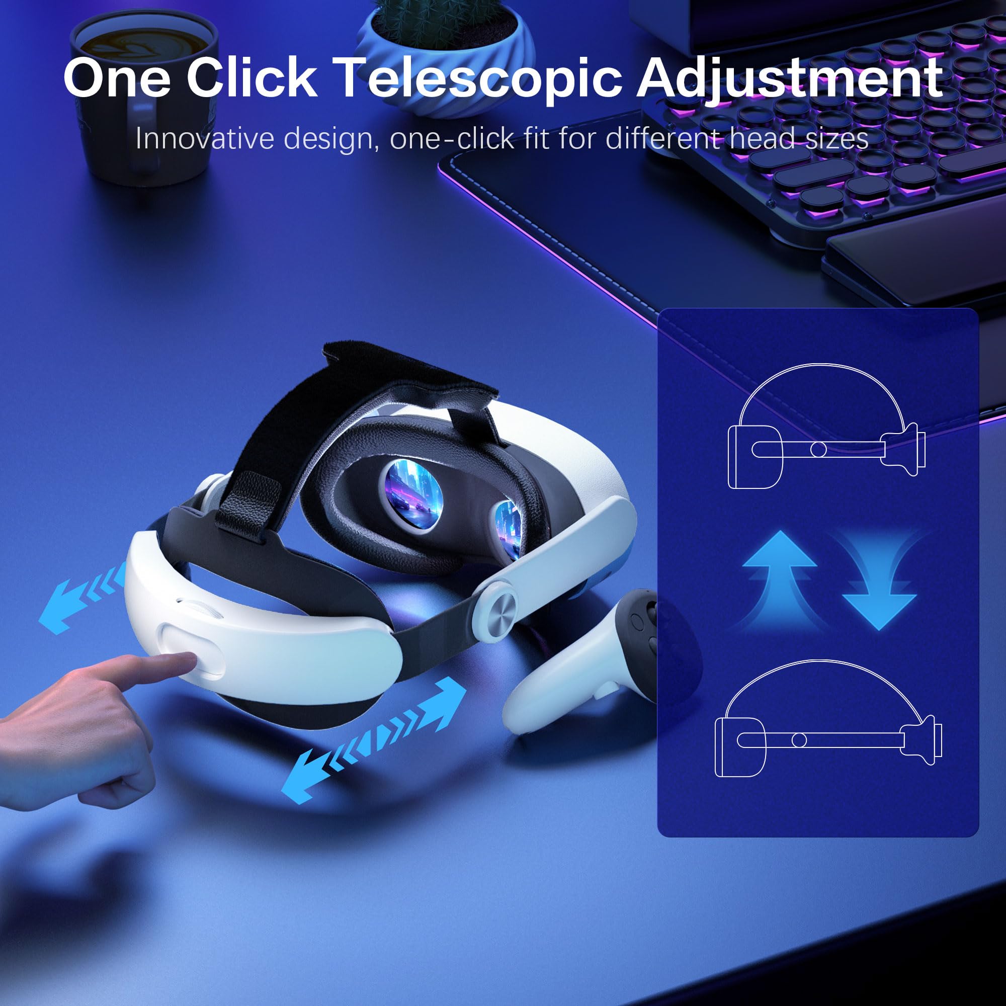 Head Strap For Oculus Meta Quest 3S Quest 3, Fashion Adjustable Comfort Enhanced Support Vr Headset Accessories Strap No Battery